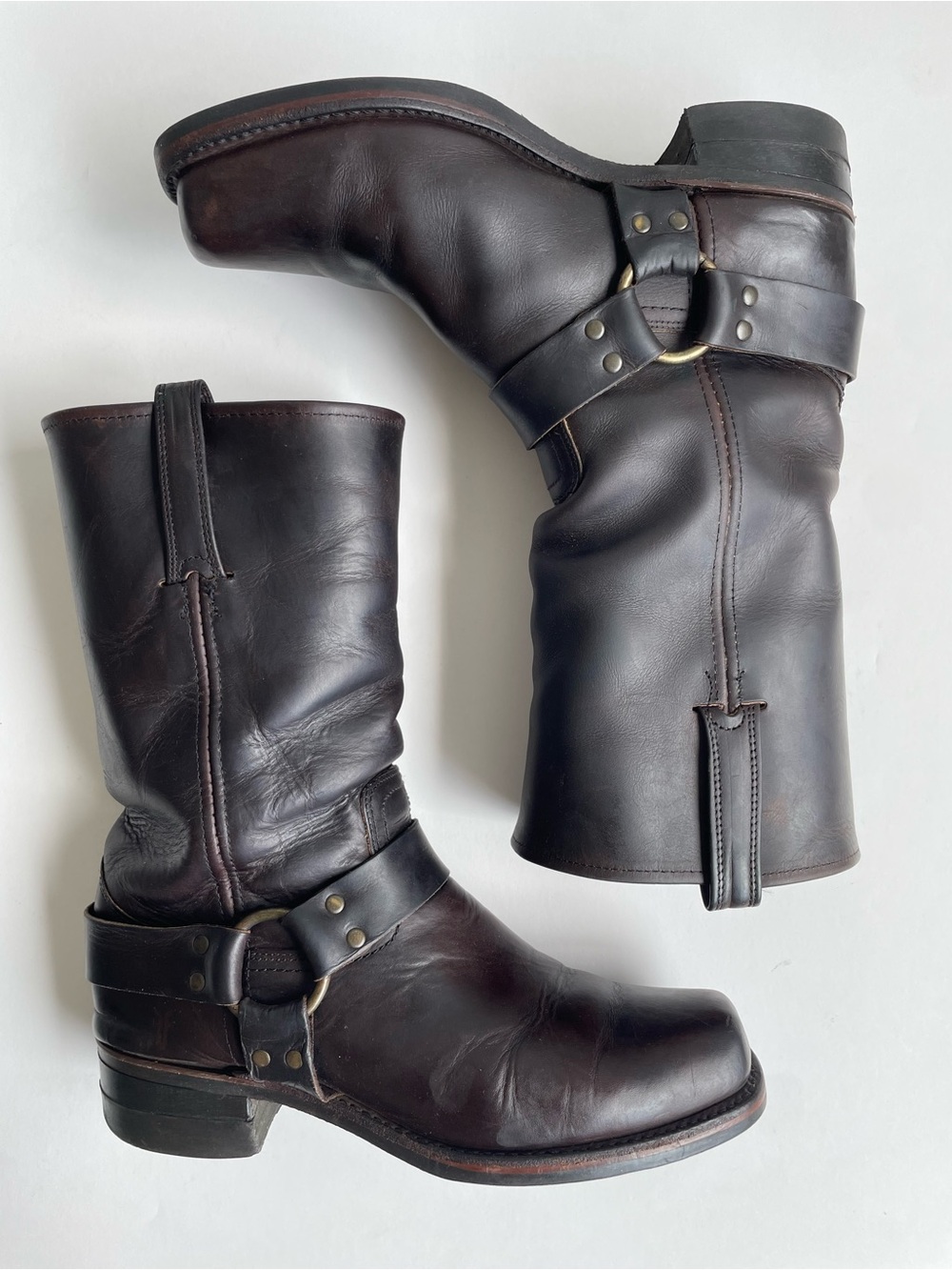 Frye Men’s 12R Harness Leather Boots, Dark Brown Leather, Size 11 EUC, USA Made
